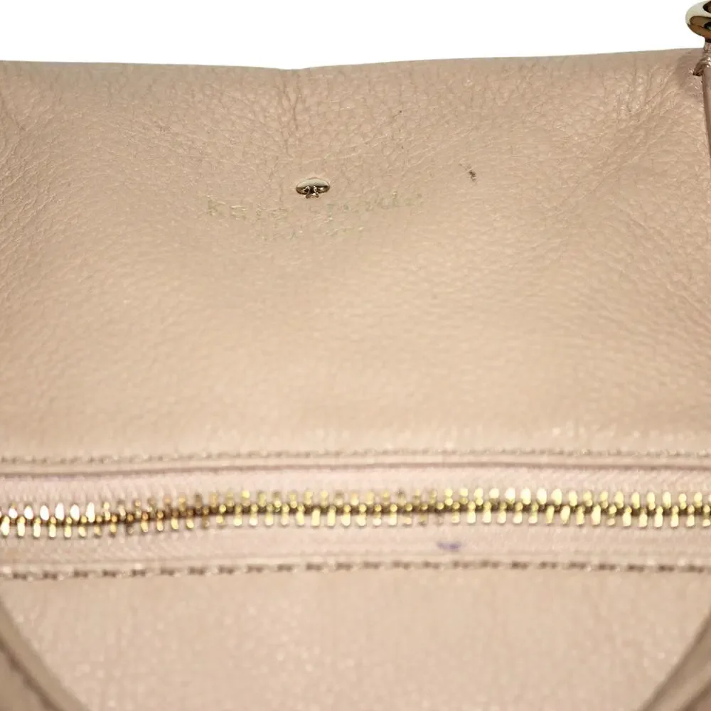 Kate Spade NY Beige Pebbled Leather Tote Satchel